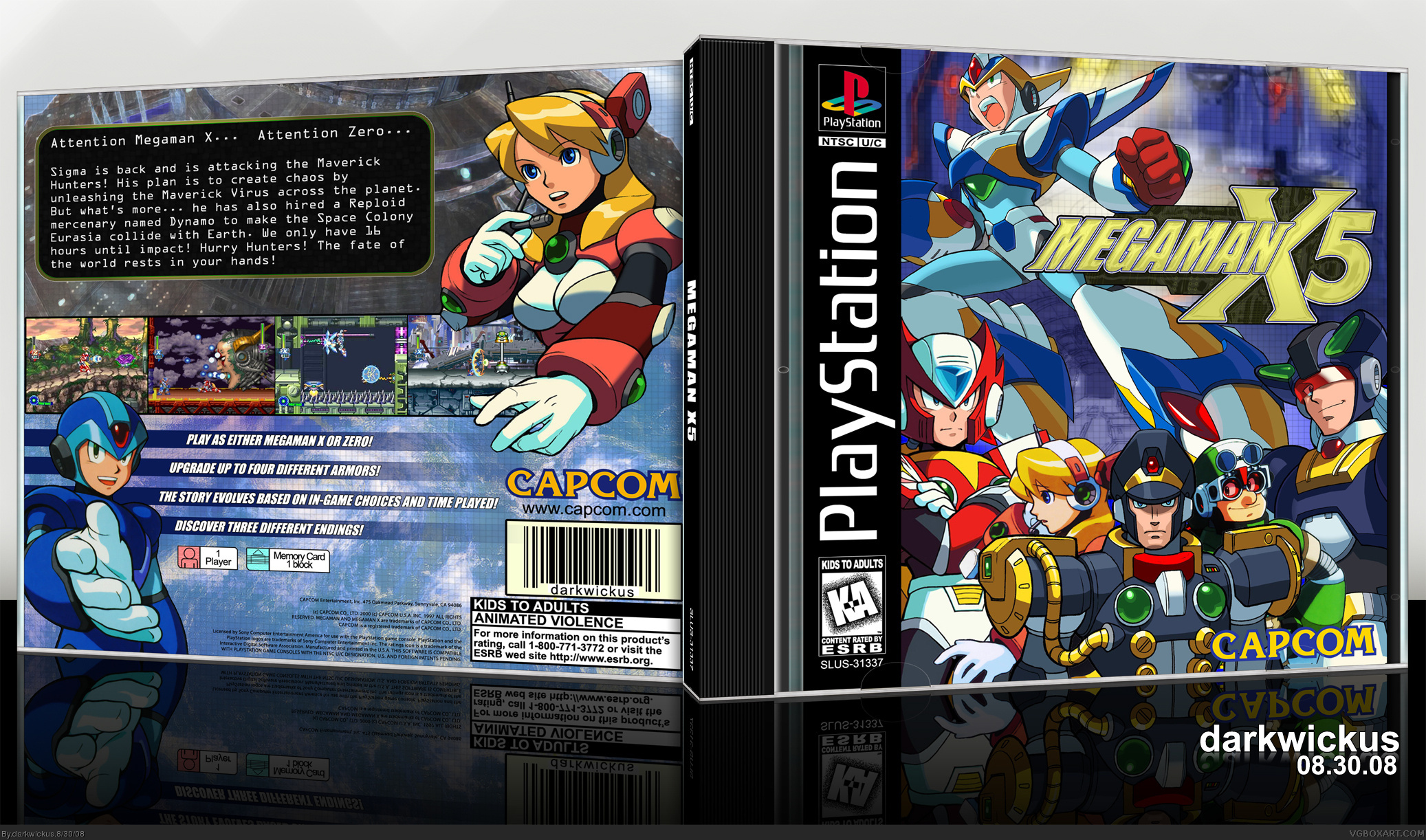 Viewing full size Megaman X5 box cover.