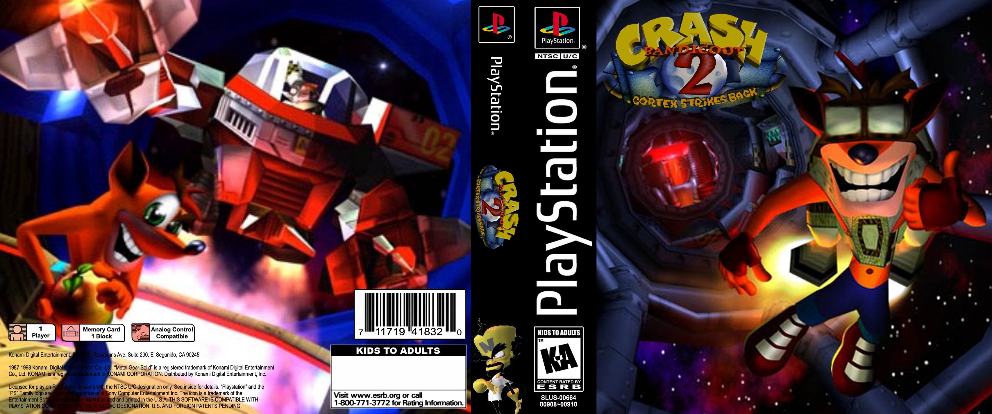 Crash Bandicoot 2: Cortex Strikes Back box cover