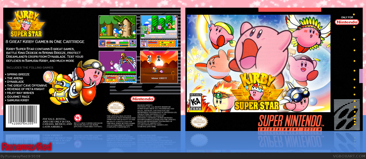 Kirby Super Star SNES Box Art Cover by RunawayRed