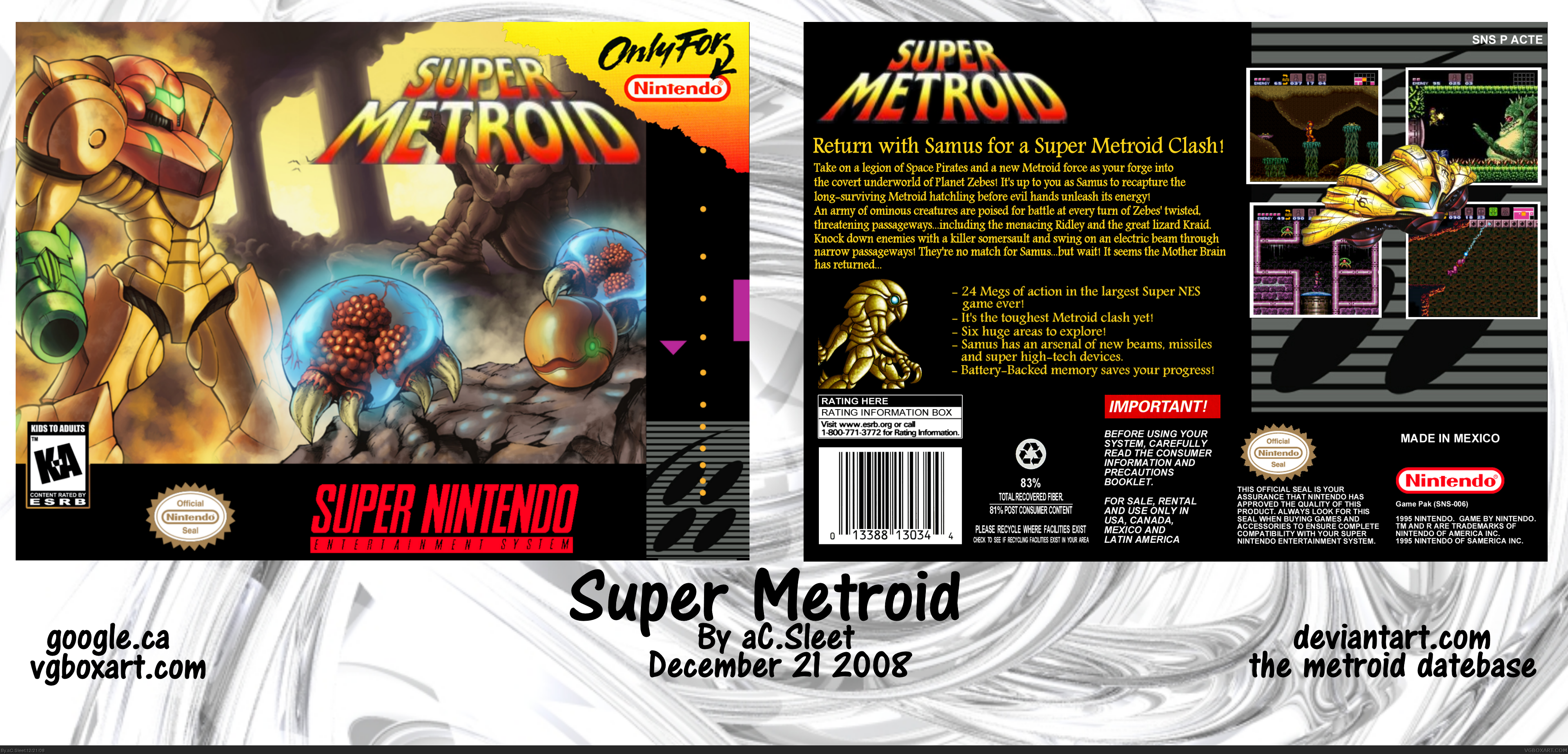Viewing full size Super Metroid box cover.