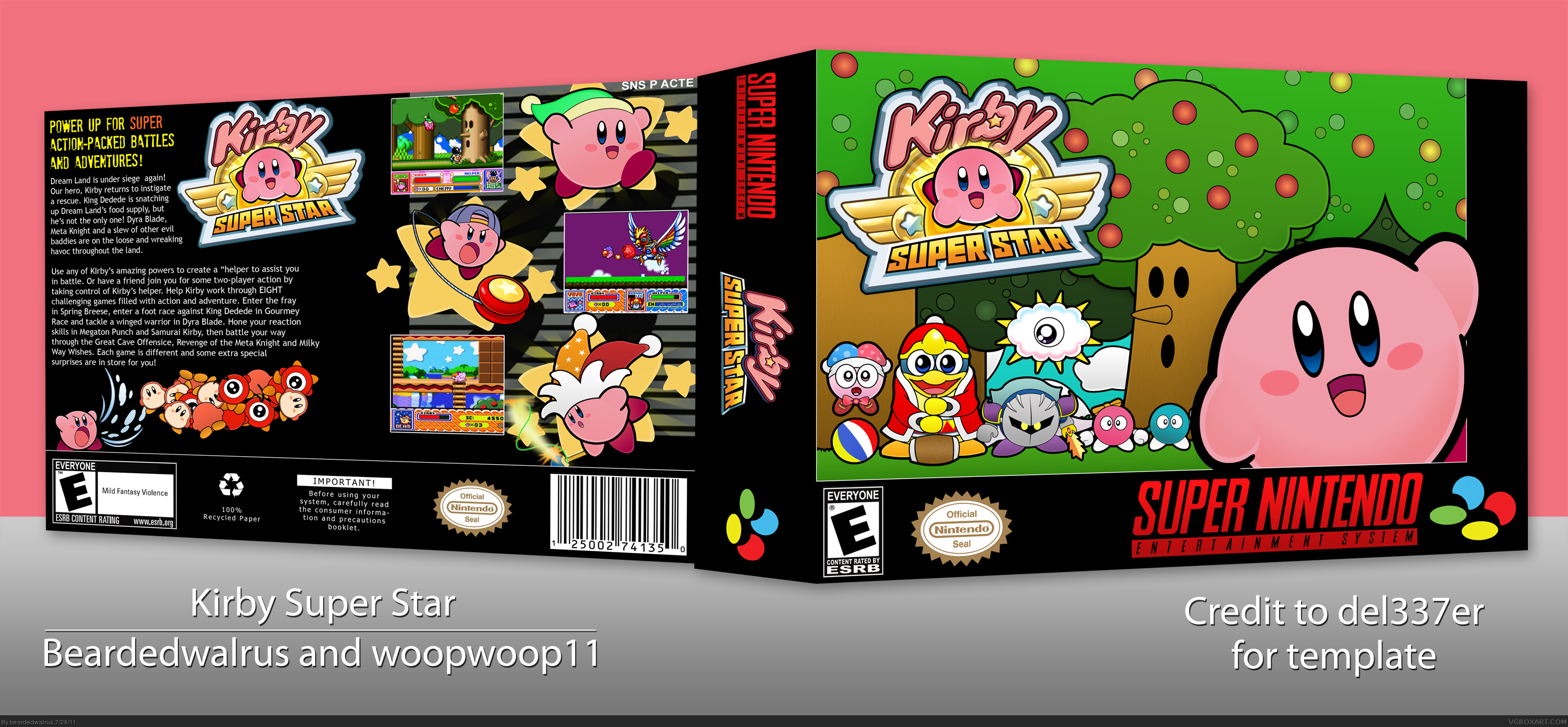 Kirby Super Star SNES Box Art Cover by beardedwalrus