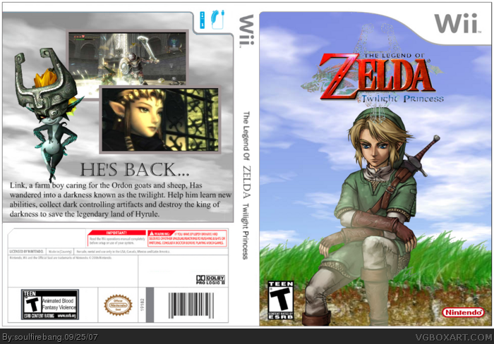 The Legend of Zelda: Twilight Princess Wii Box Art Cover by 