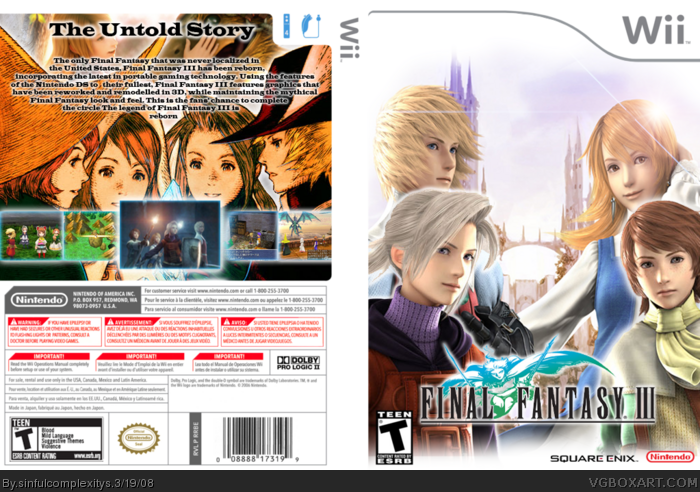 Final Fantasy Iii Wii Box Art Cover By Sinfulcomplexitys