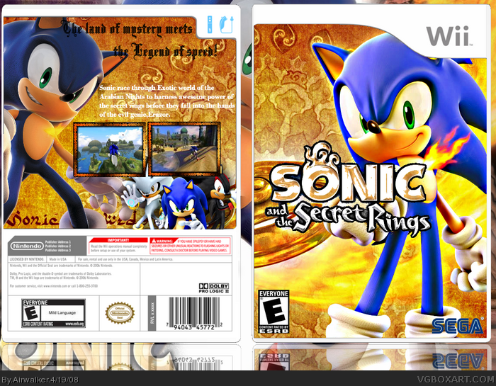 Sonic and the Secret Rings Wii Box Art Cover by Airwalker