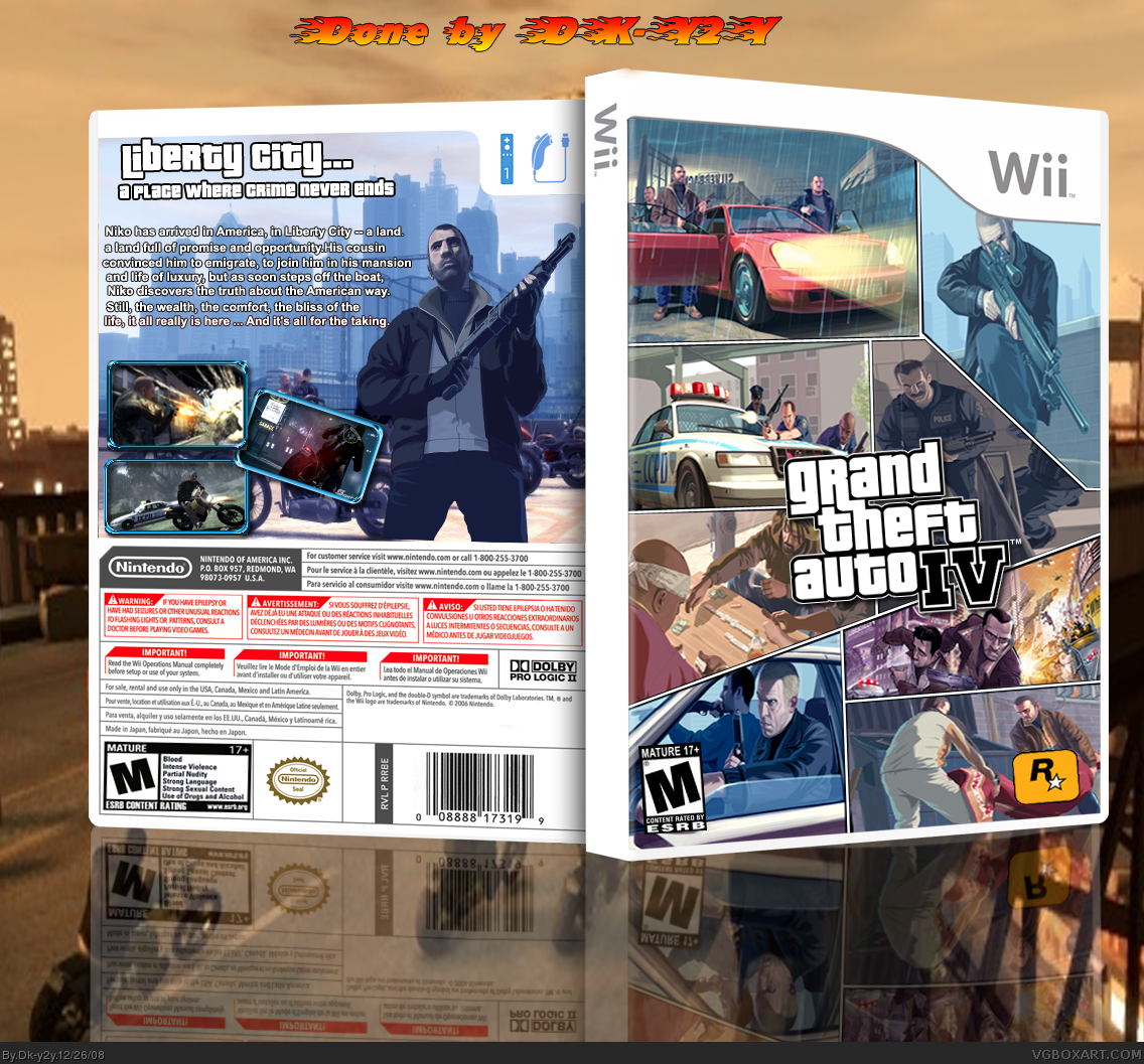 schade Aankondiging Indirect Grand Theft Auto IV Wii Box Art Cover by Dk-y2y