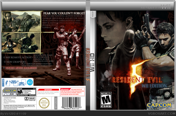 Resident Evil 5 Wii/Wii HD box art cover