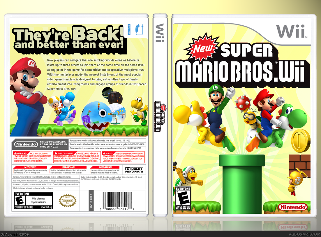 Viewing Full Size New Super Mario Bros Wii Box Cover 3414