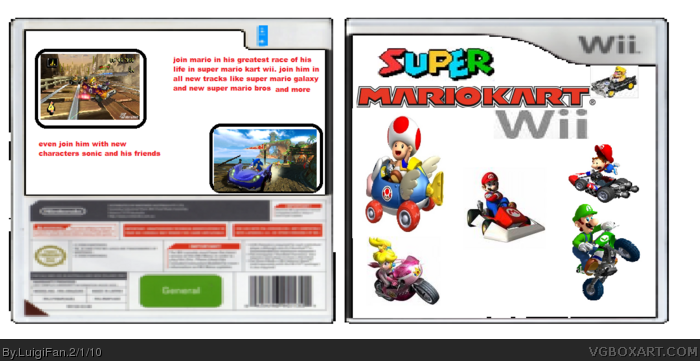 Super Mario kart WII box art cover