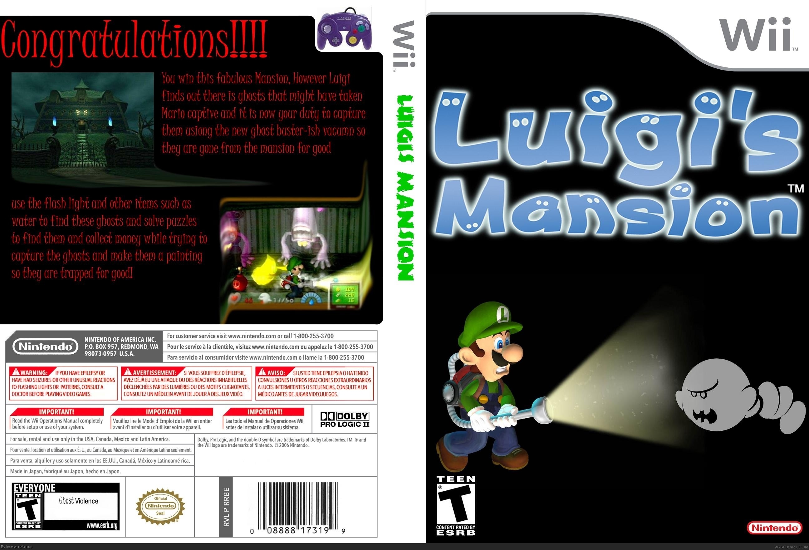 Luigi's Mansion box cover