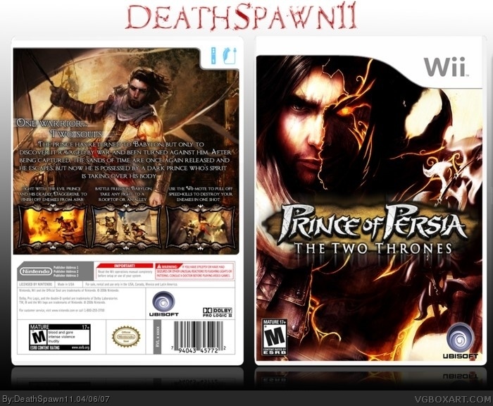 Prince of Persia: The Two Thrones PSP Box Art Cover by staceass